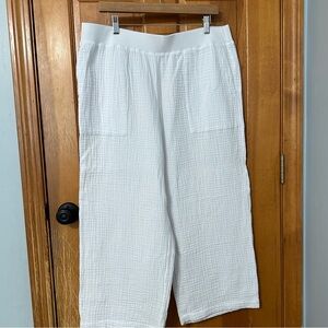 NWT J. Jill white cotton gauze crops Sz L